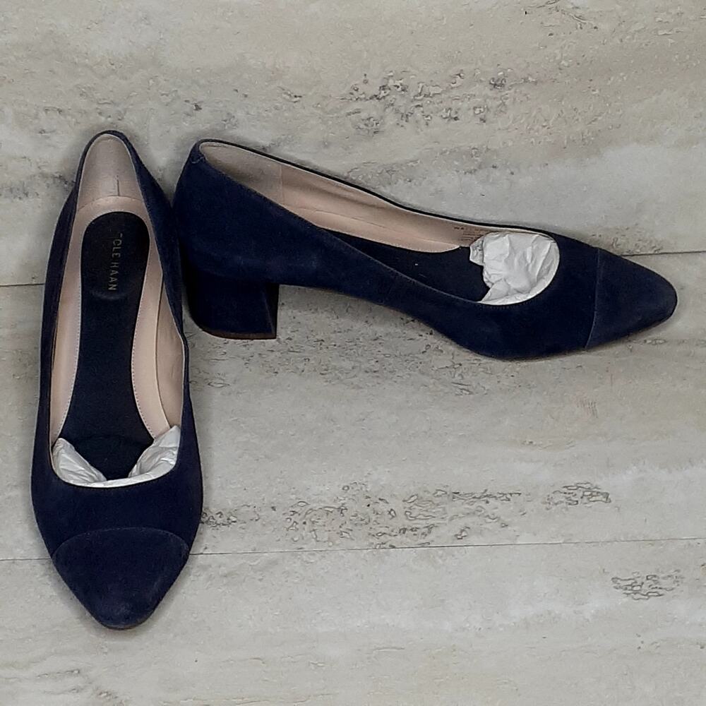 Ladies Cole Haan The Go To Pump Grand OS Suede Blue Pumps Size 10.5